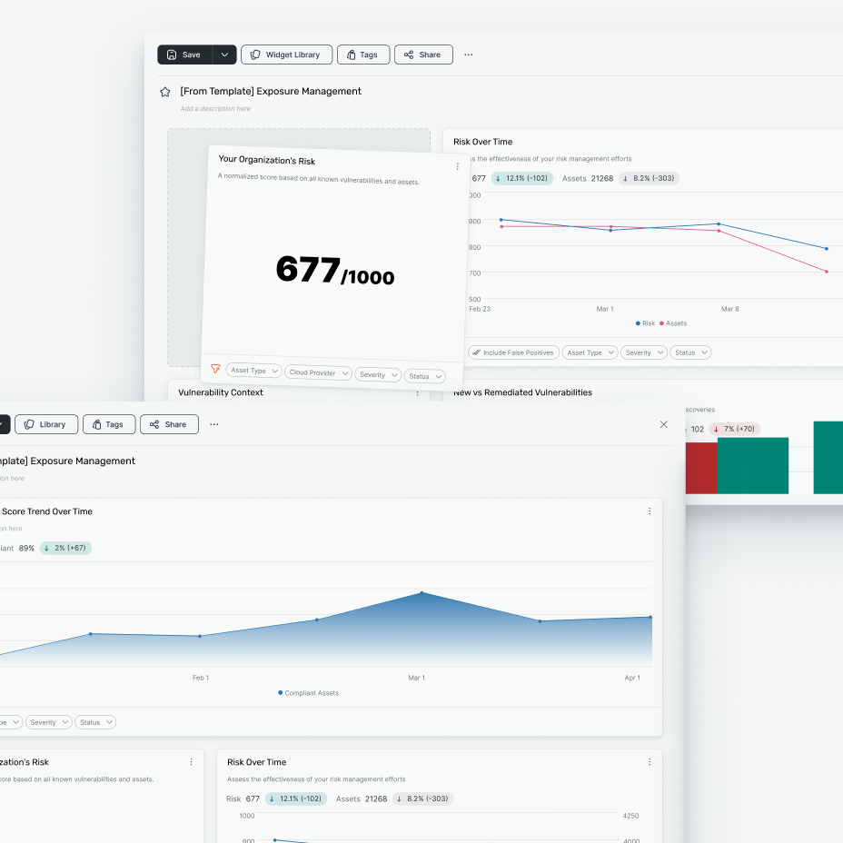 Cybersecurity dashboard with Atlas visual language showing data visualisation and metrics