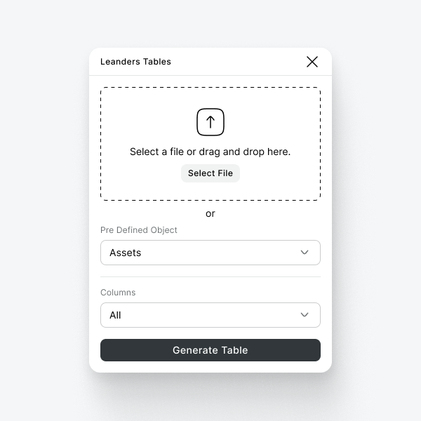 SnapTable Figma plugin generating a table from CSV data